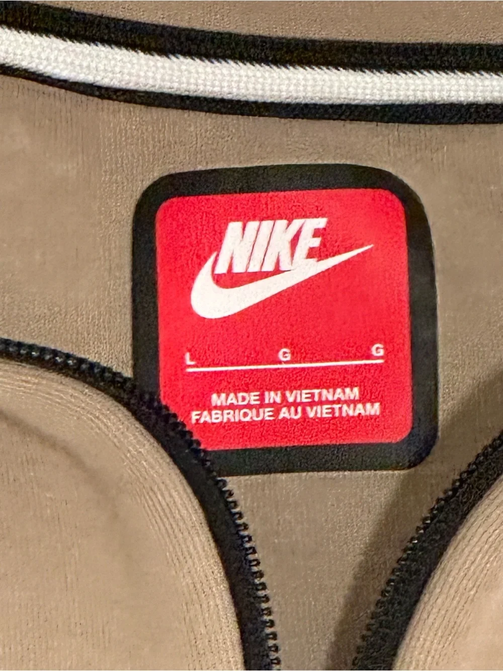 Nike Kids Two-Tone Hooded Zip Jacket - Beige & White